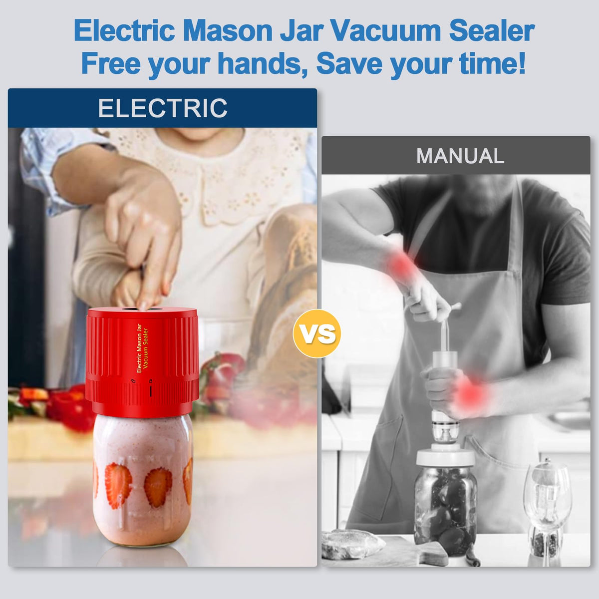 LOVE MOMENT Electric Mason Jar Vacuum Sealer Kit with One Touch Auto-Pause