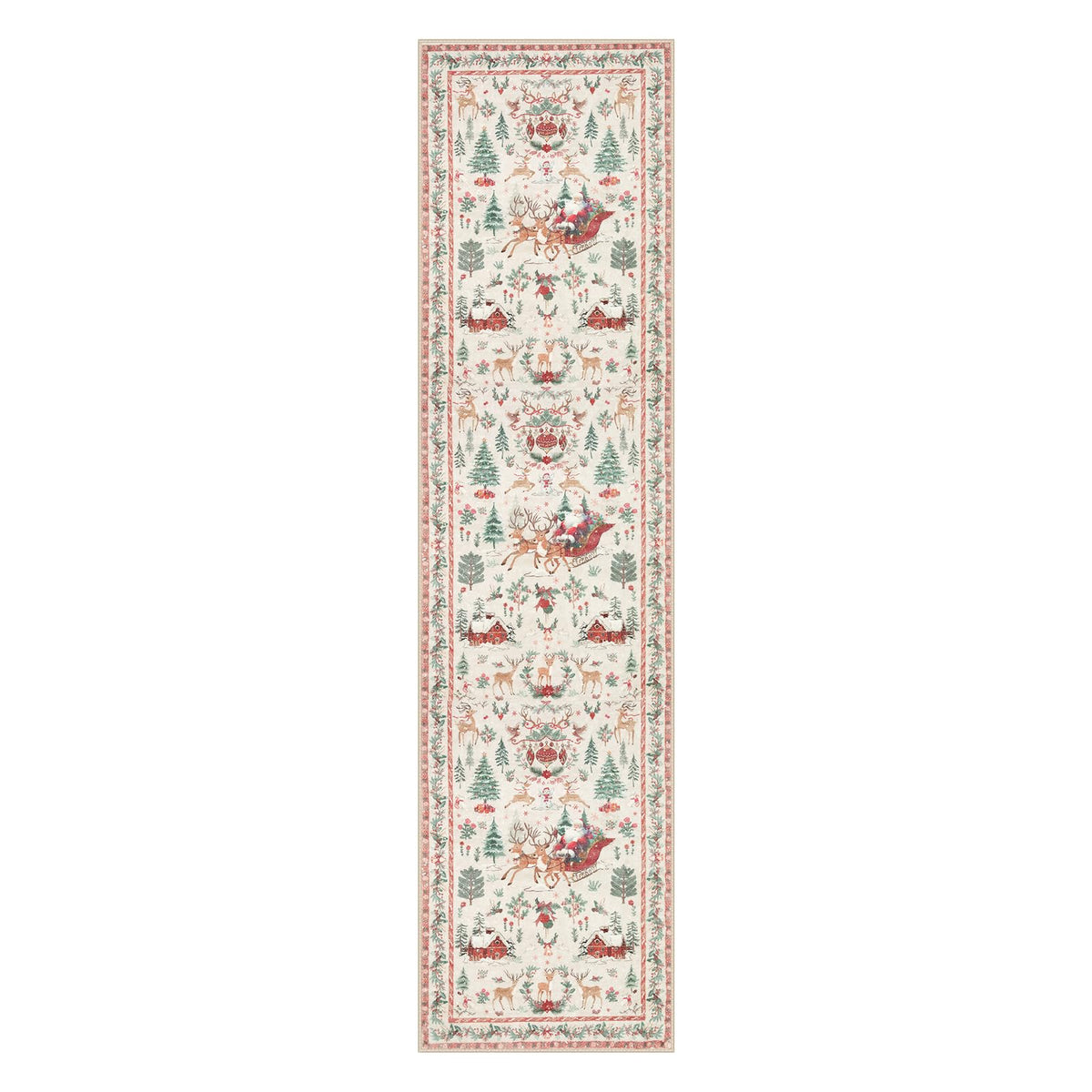 Lahome Christmas 8x10 Living Room Area Rug, Soft Christmas Tree Large Washable Rug for Bedroom, Non Slip Low Pile Indoor Floor Carpet for Home Office Xmas Holiday Decor, Beige