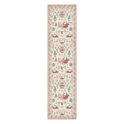 Lahome Christmas 8x10 Living Room Area Rug, Soft Christmas Tree Large Washable Rug for Bedroom, Non Slip Low Pile Indoor Floor Carpet for Home Office Xmas Holiday Decor, Beige