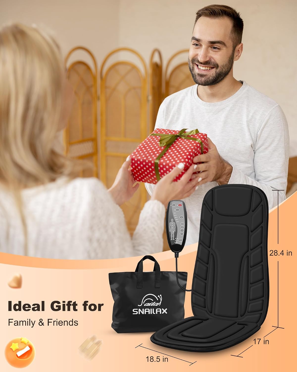 Back Massager with Heat, Vibration Massage Chair Pad Seat Cushion