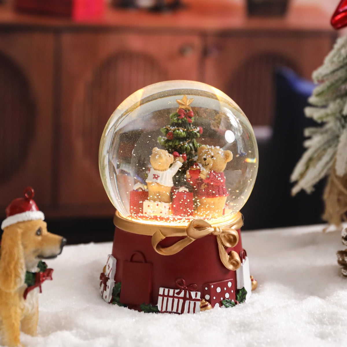 Musical Snow Globe with Color Changing LED Lights, Snowman Music Box