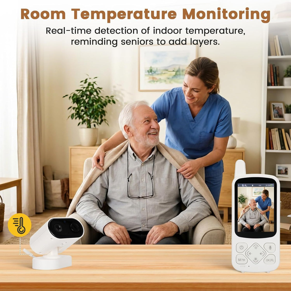 Elderly Monitor with Camera, Two Way Talk & Call Button, No WiFi Needed