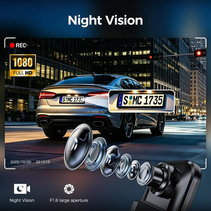 Mirror Dash Cam,10" 1080P Touch Screen Front & Rear View Mirror Camera