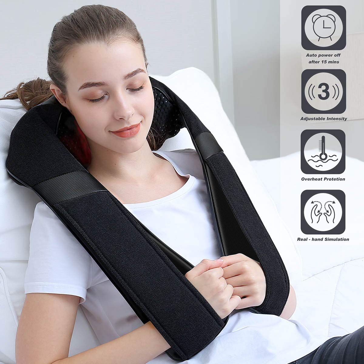 Mirakel Heat Neck Massager for Pain Relief Deep Tissue - Gift for Women Men