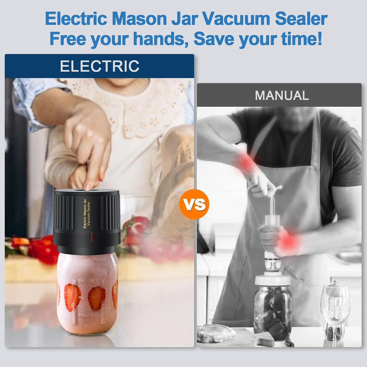 LOVE MOMENT Electric Mason Jar Vacuum Sealer Kit with One Touch Auto-Pause