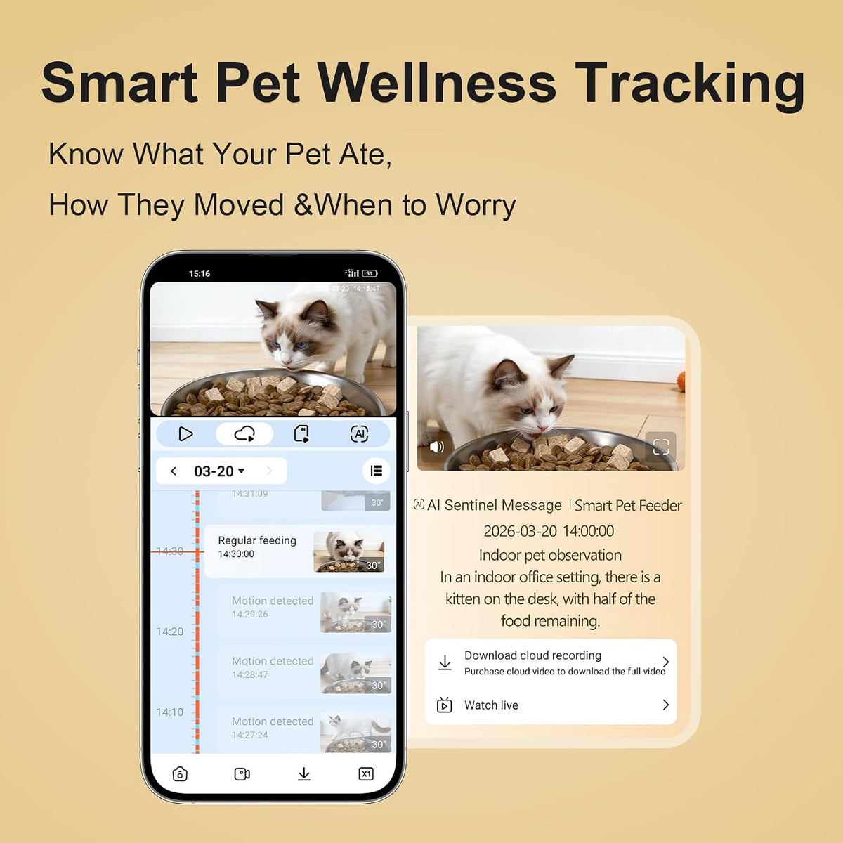 Automatic Cat Feeder with 2K Camera, 6.5L, App Control 5G/2.4G WiFi