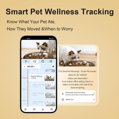 Automatic Cat Feeder with 2K Camera, 6.5L, App Control 5G/2.4G WiFi