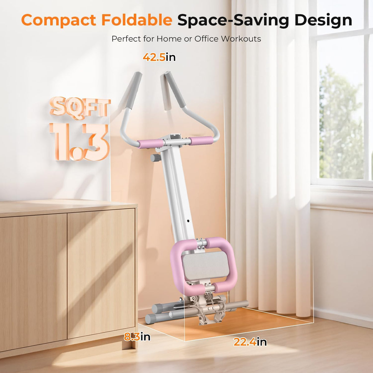 OWLSKY Ab Machine, Adjustable Ab Trainer Machine for Abs Workout at Home Gym, Foldable, Knee Protection, LCD Monitor, Device Holder, 400 LBS,Abdominal Trainer for Stomach Workout