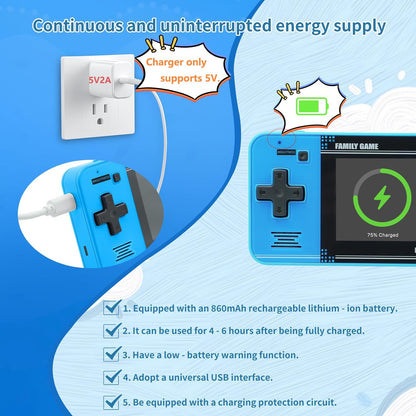 Handheld Game Console for Kids, 220 Retro Games, 3 in Screen