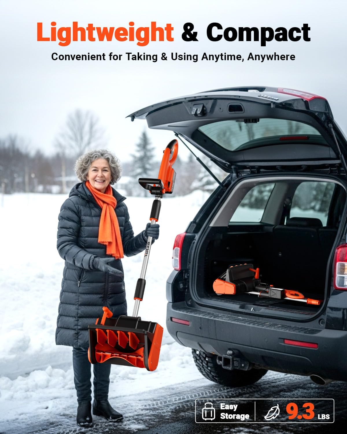 VOLTASK Cordless Snow Shovel, 24V | 13-Inch | 4-Ah Cordless Snow Blower, Battery Snow Blower with Directional Plate & Adjustable Front Handle (4-Ah Battery & Quick Charger Included)