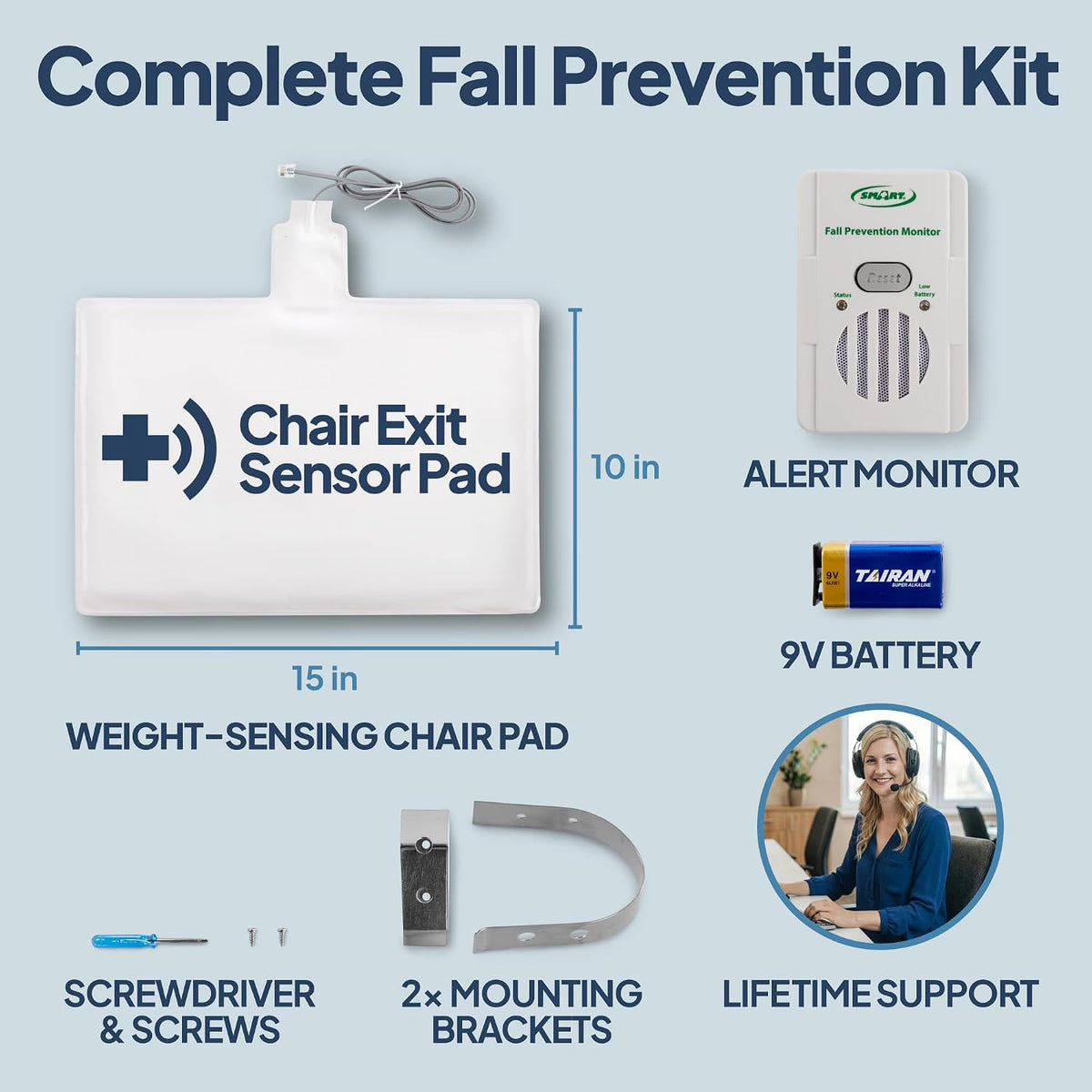 Chair Alarm for Elderly, Fall Prevention Seat Sensor Pad with Caregiver Alert