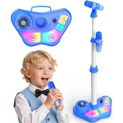 Kids Stand Karaoke Machine Toys for 3 4 5 6 7 8 Year Old Girls Gift, Kid Rechargeable Microphone Toddler Christmas Birthday Gift Singing Toy for Girl Ages 3-5 4-6, Bluetooth Speaker with 2 Mics