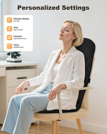 Back Massager with Heat, Vibration Massage Chair Pad Seat Cushion