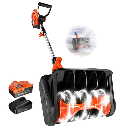 VOLTASK Cordless Snow Shovel, 24V | 13-Inch | 4-Ah Cordless Snow Blower, Battery Snow Blower with Directional Plate & Adjustable Front Handle (4-Ah Battery & Quick Charger Included)