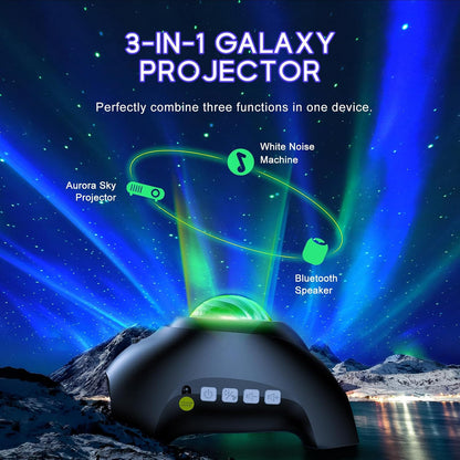 Galaxy Projector Aurora Night Light with Bluetooth Speaker & White Noise