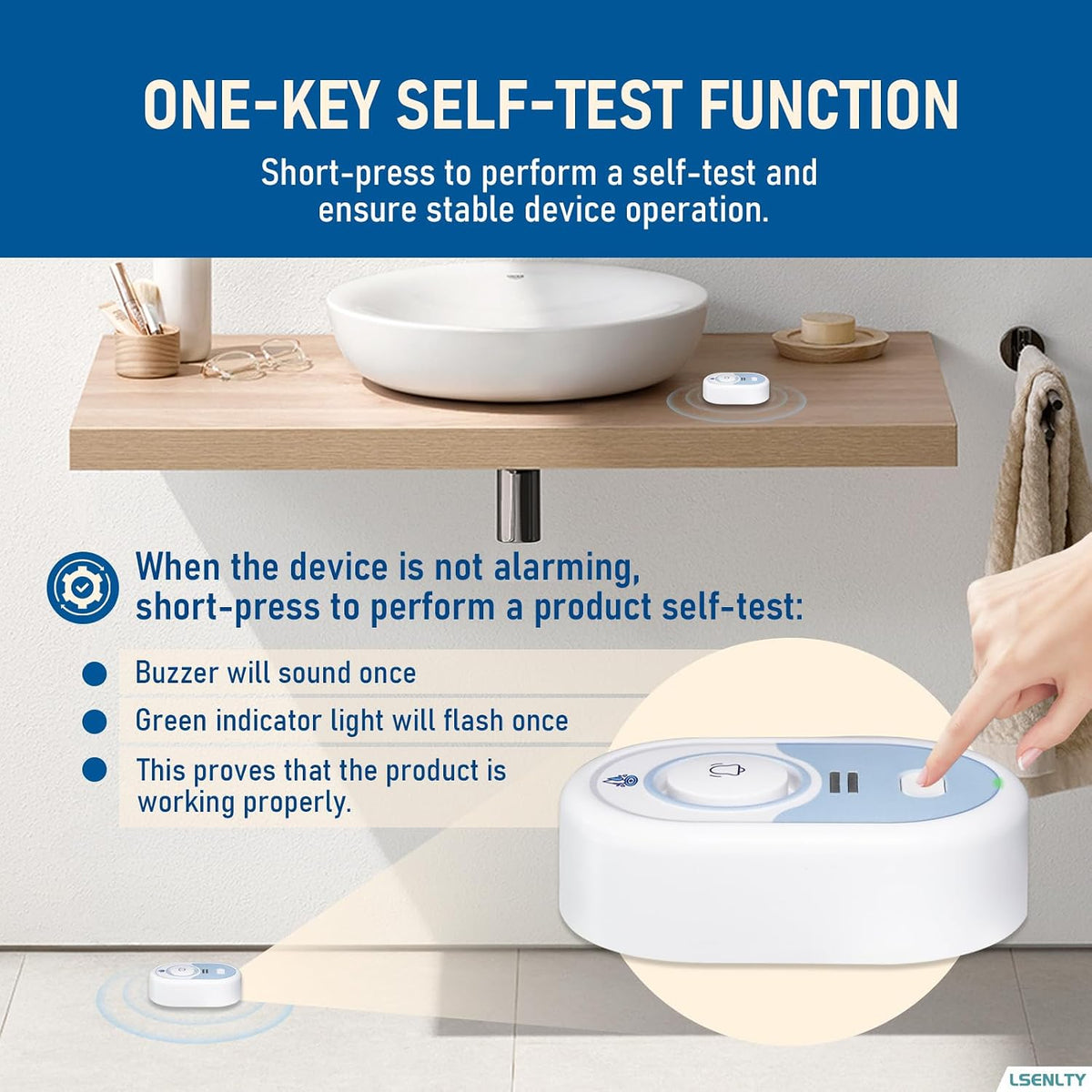 Water Leak Detector with 100dB Alarm, 5-Year Battery, IP66 Waterproof