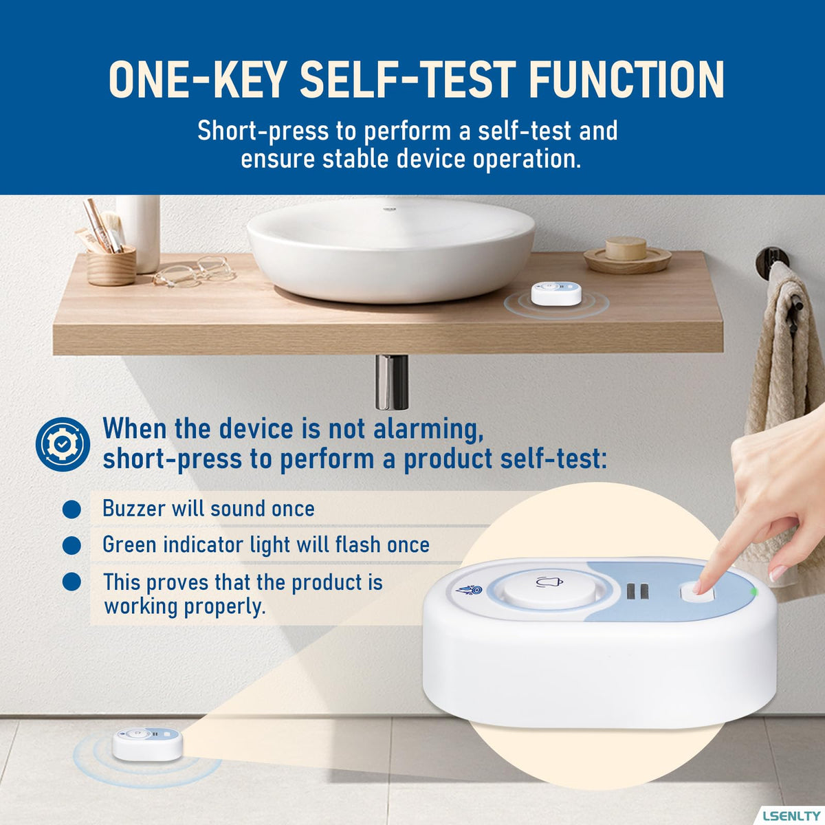 Water Leak Detector with 100dB Alarm, 5-Year Battery, IP66 Waterproof