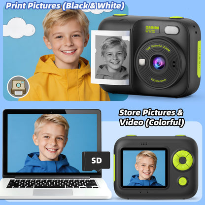 Kids Instant Print Camera with 5 Rolls Print Paper, 1080P HD Camera, Rechargeable Portable Toddler Selfie Camera, Christmas Birthday Gifts Toys for Boys Girls Age 3-12 (Red & Blue)