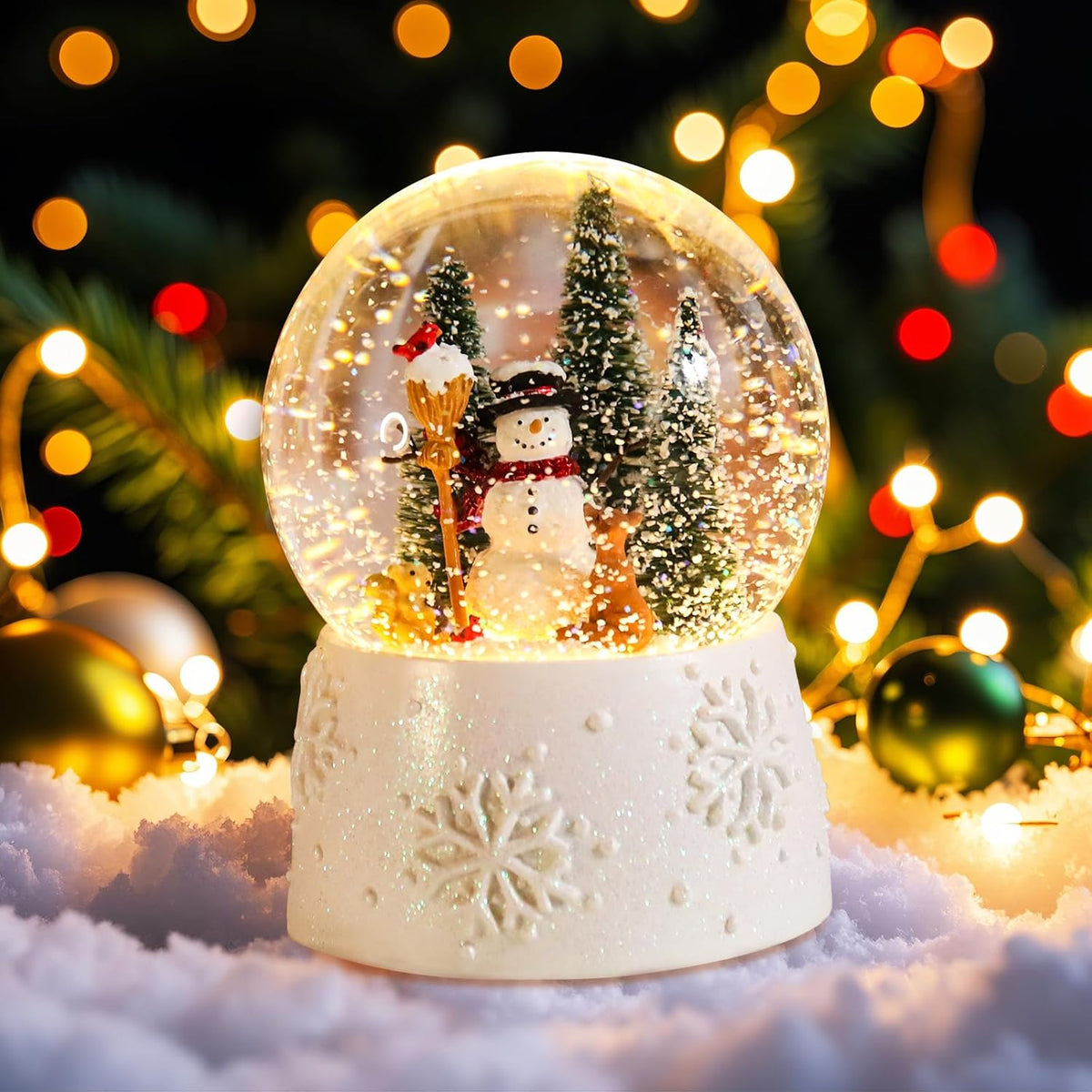 Musical Snow Globe with Color Changing LED Lights, Snowman Music Box