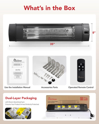 Infrared Space Heater Indoor & Outdoor with Remote & Thermostat