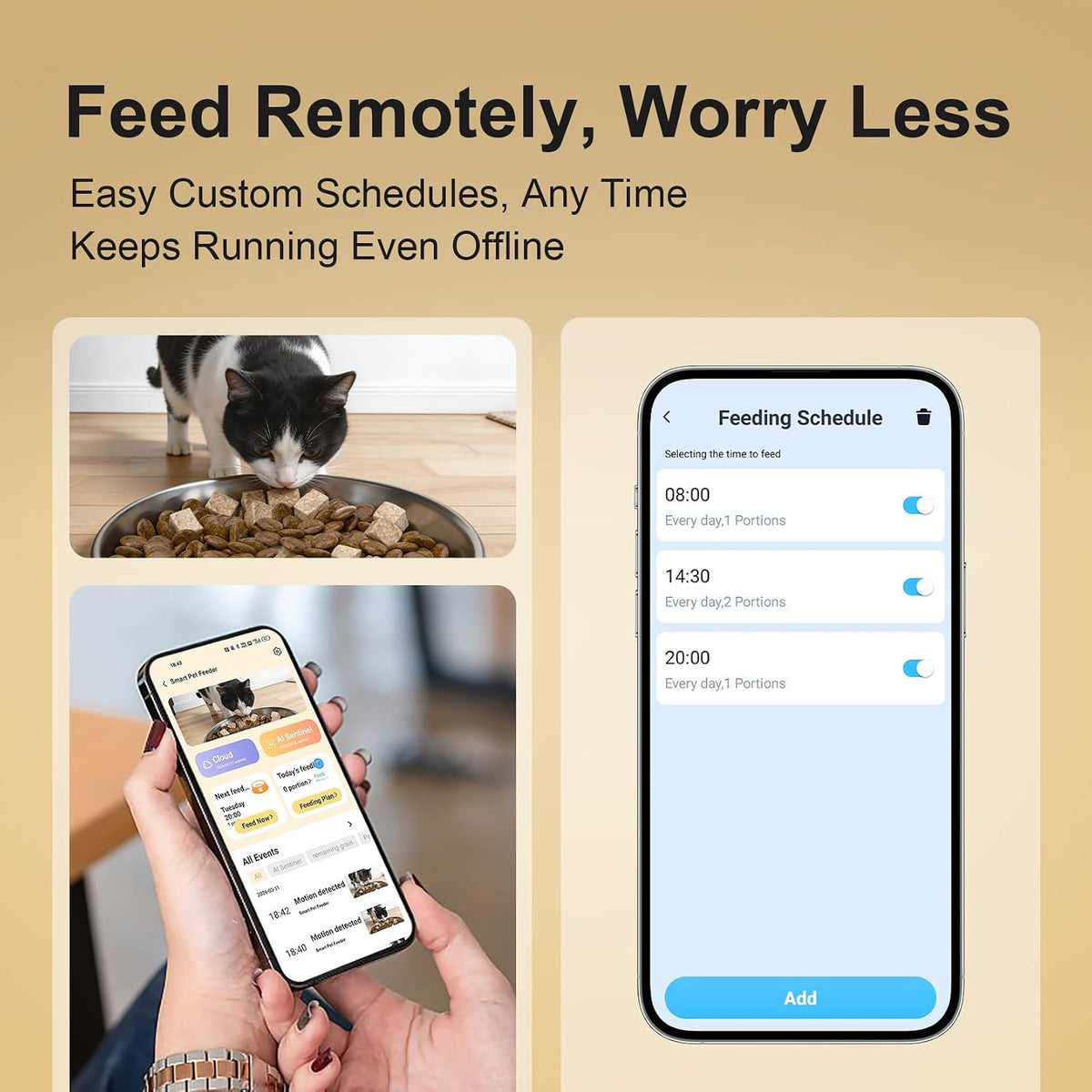 Automatic Cat Feeder with 2K Camera, 6.5L, App Control 5G/2.4G WiFi