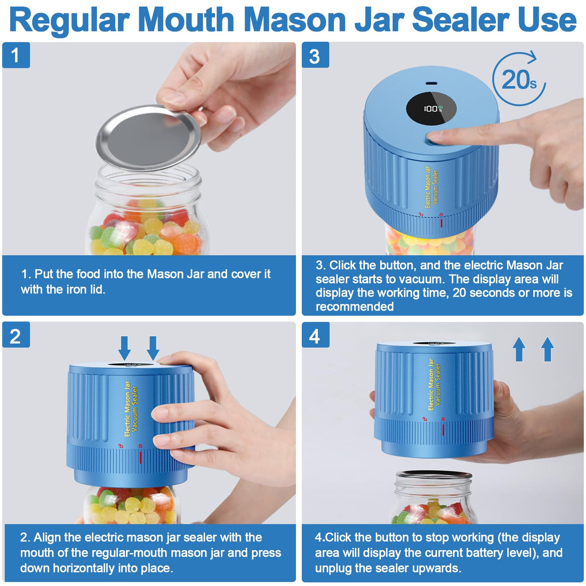 LOVE MOMENT Electric Mason Jar Vacuum Sealer Kit with One Touch Auto-Pause