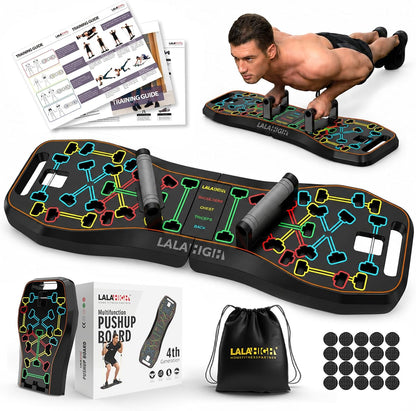 Upgraded Push Up Board,36 in 1 Home Gym Equipment with Ab Roller Wheel & Resistance Bands, Portable Foldable Workout Board for Full Body Strength Training Men Women,Gift for Boyfriend