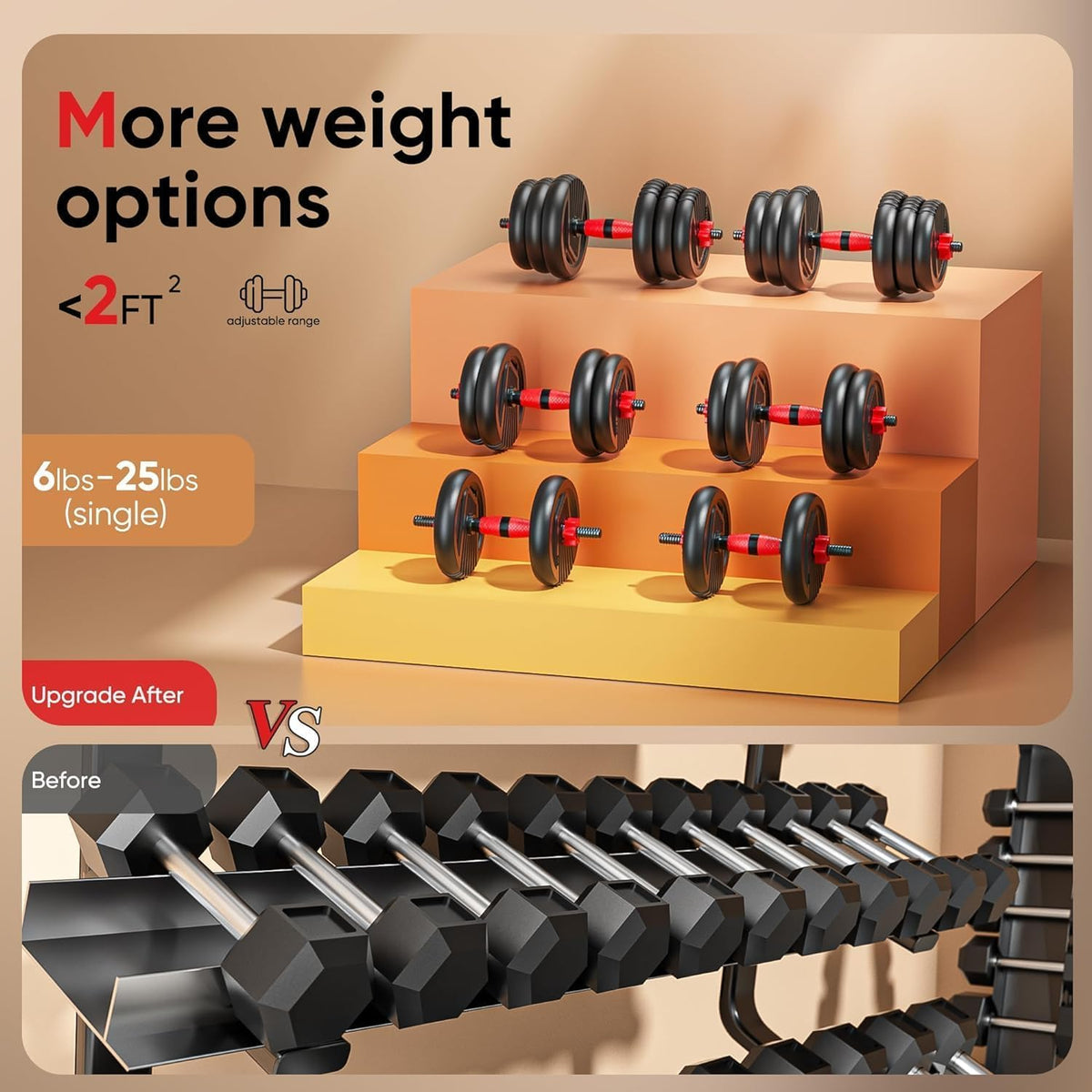 Adjustable Dumbbell set,20/30/45/70/90lbs Free Weight Set