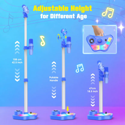 Kids Stand Karaoke Machine Toys for 3 4 5 6 7 8 Year Old Girls Gift, Kid Rechargeable Microphone Toddler Christmas Birthday Gift Singing Toy for Girl Ages 3-5 4-6, Bluetooth Speaker with 2 Mics