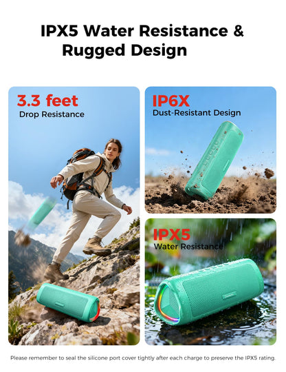 Portable Bluetooth Speaker 20W, IPX5 Waterproof, 24H Playtime