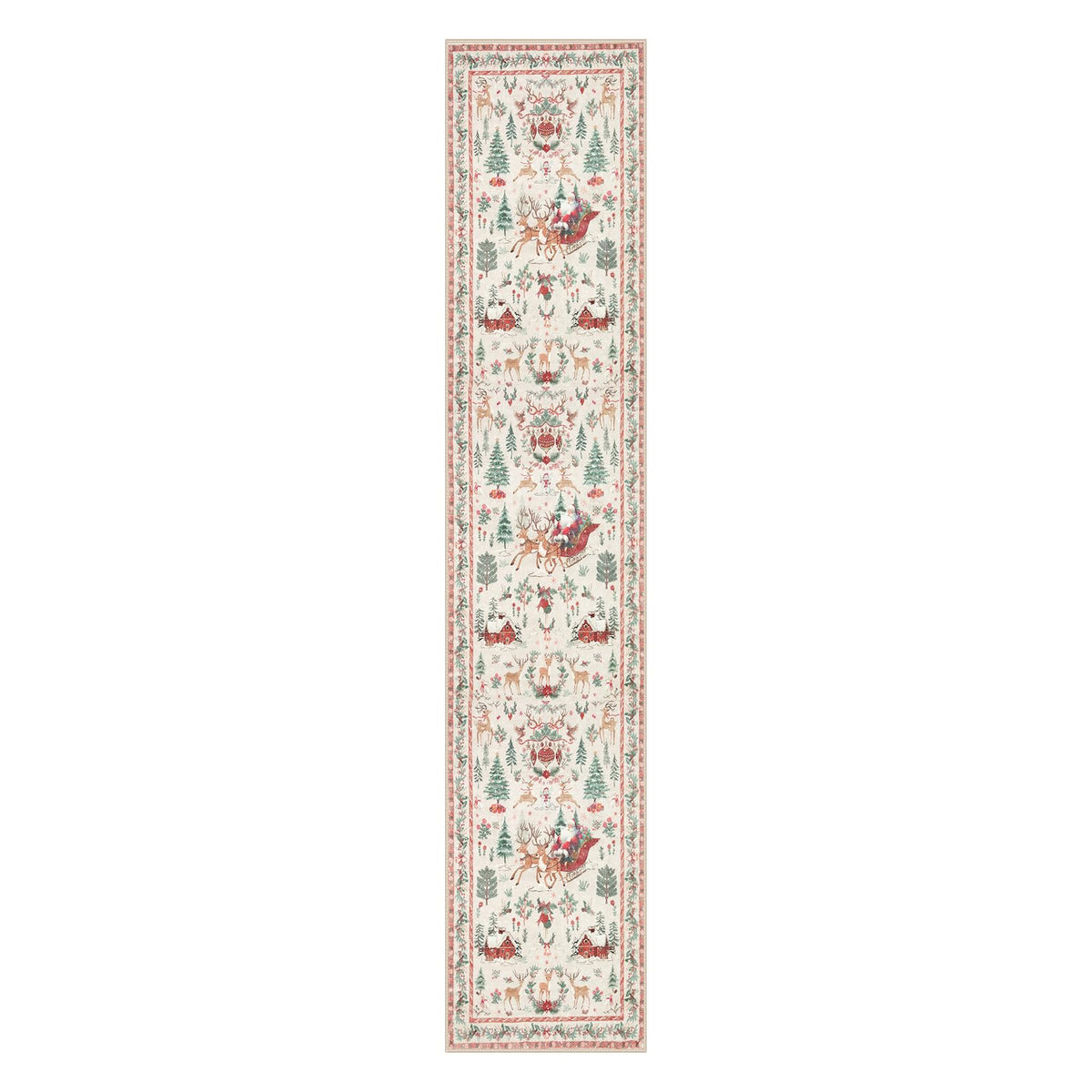 Lahome Christmas 8x10 Living Room Area Rug, Soft Christmas Tree Large Washable Rug for Bedroom, Non Slip Low Pile Indoor Floor Carpet for Home Office Xmas Holiday Decor, Beige