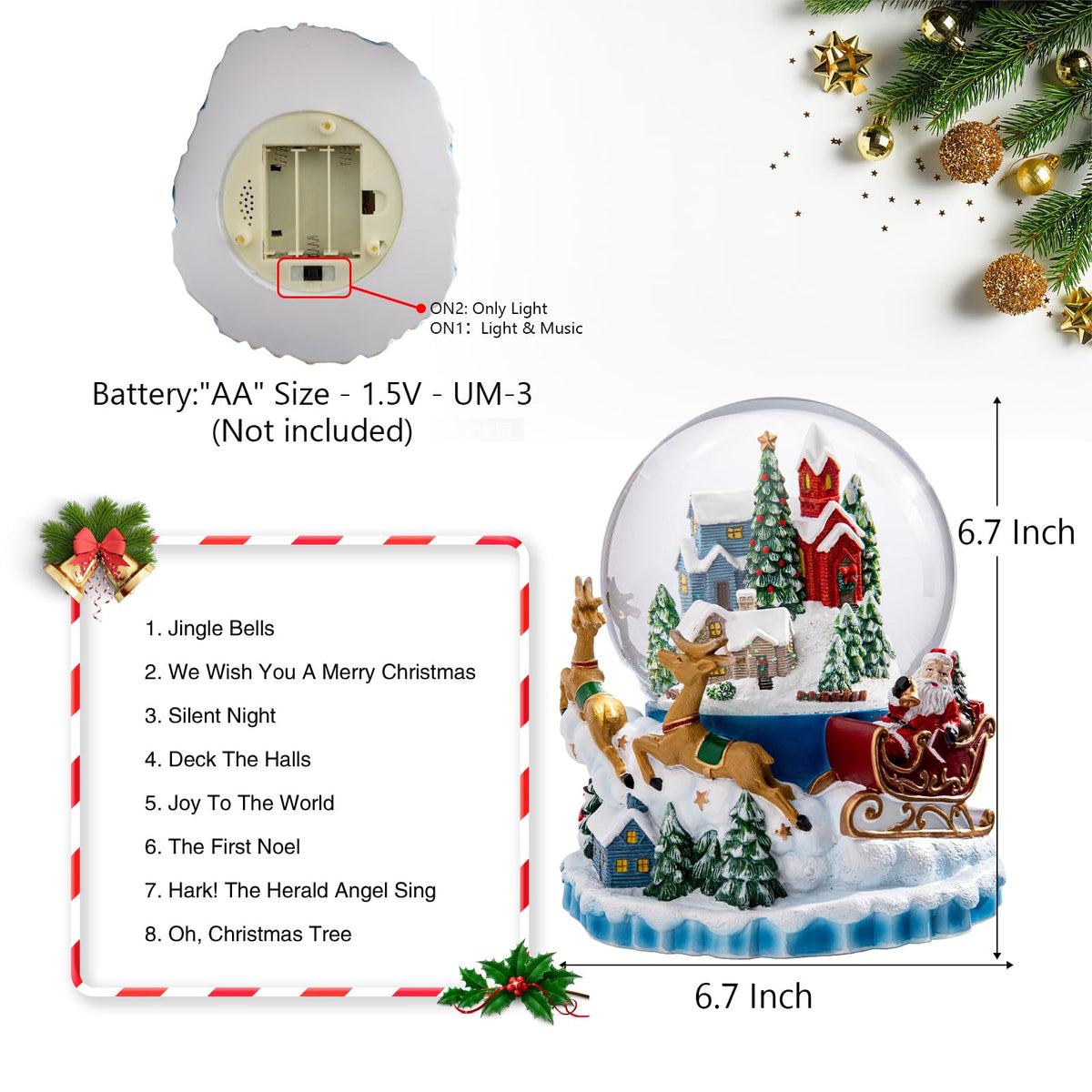 Musical Snow Globe with Color Changing LED Lights, Snowman Music Box