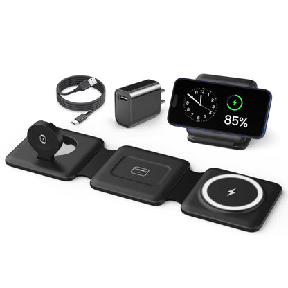 3 in 1 Charging Station, Foldable Magnetic Wireless Charger for iPhone & Watch