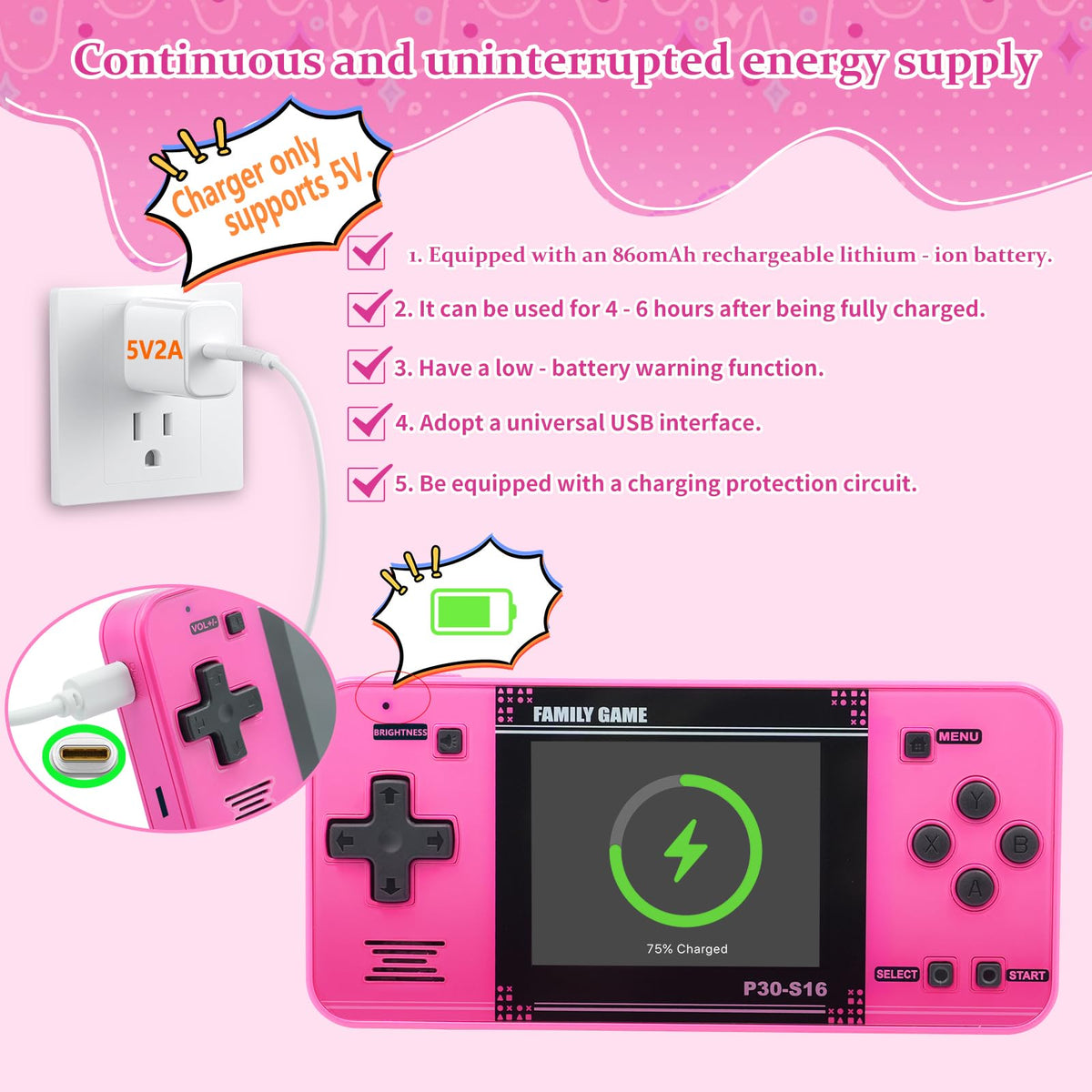 Handheld Game for Kids -Preloaded 220 Retro Video Games, Portable Gaming Player with Rechargeable Battery 3.0" LCD Screen, Mini Arcade Electronic Toy Gifts for Boys Girls (Blue)