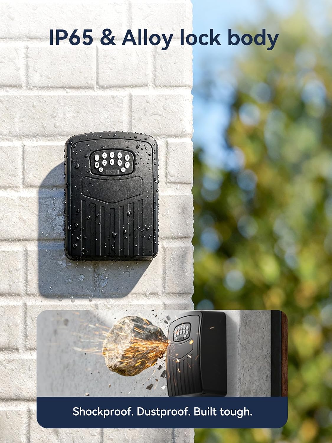 Smart Key Lock Box, Bluetooth App & Code, Wall Mount Key Safe