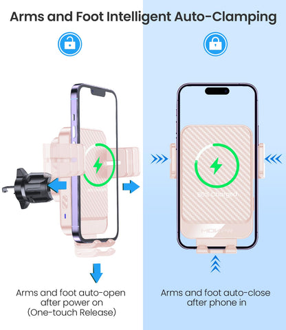 Wireless Car Charger 15W Fast Charging Dash Windshield Vent Car Mount