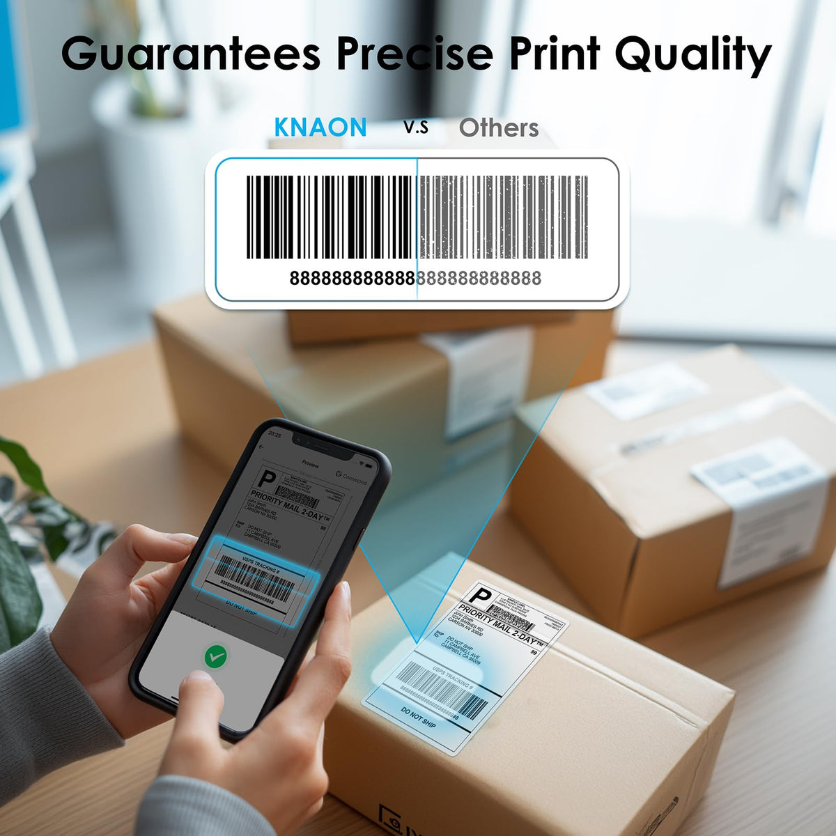 KNAON Shipping Thermal Label Printer, 4x6 Portable Label Printer, Black