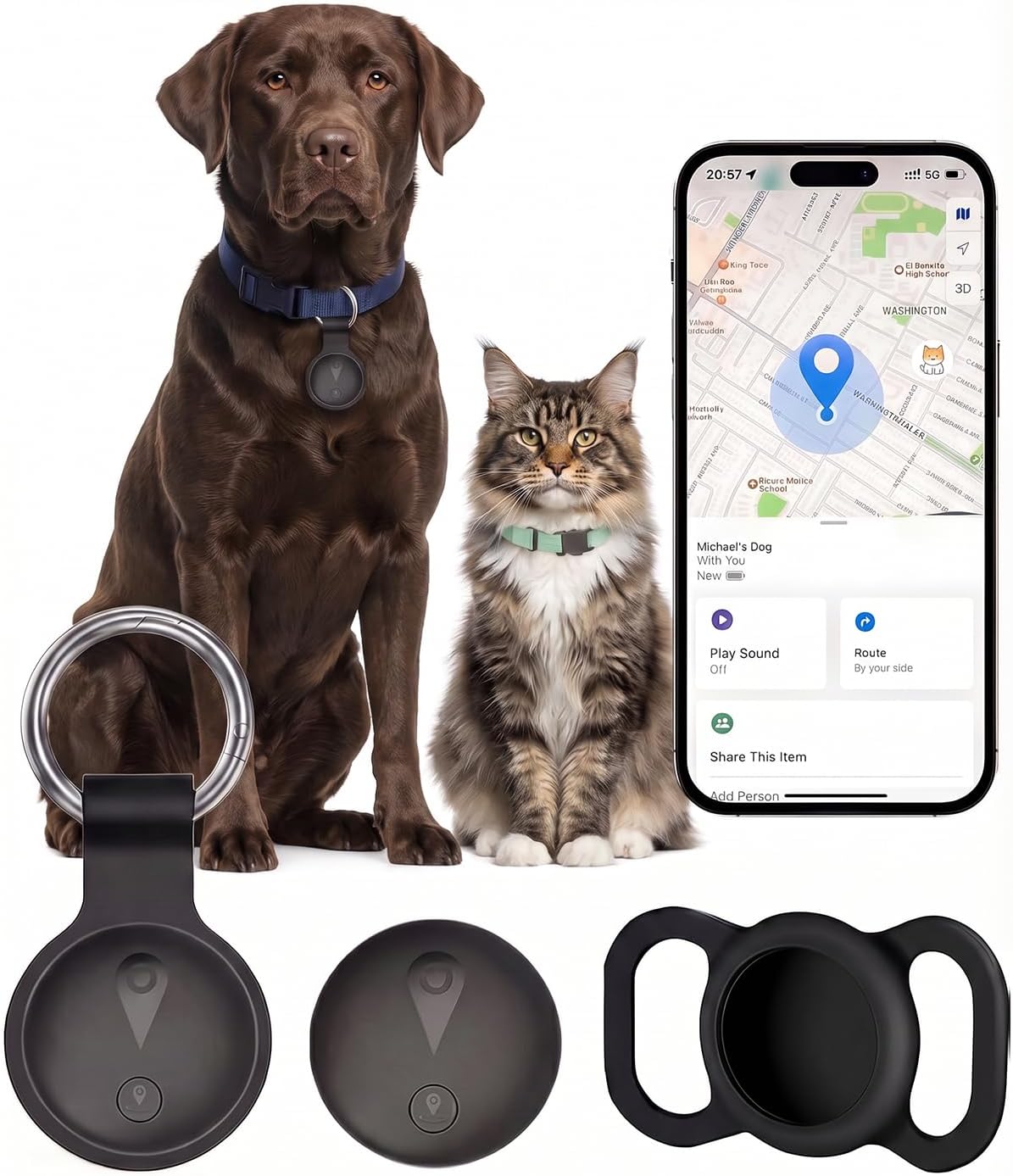 GPS Tracker for Dogs, No Monthly Fee, IP68 Waterproof Pet Tracker