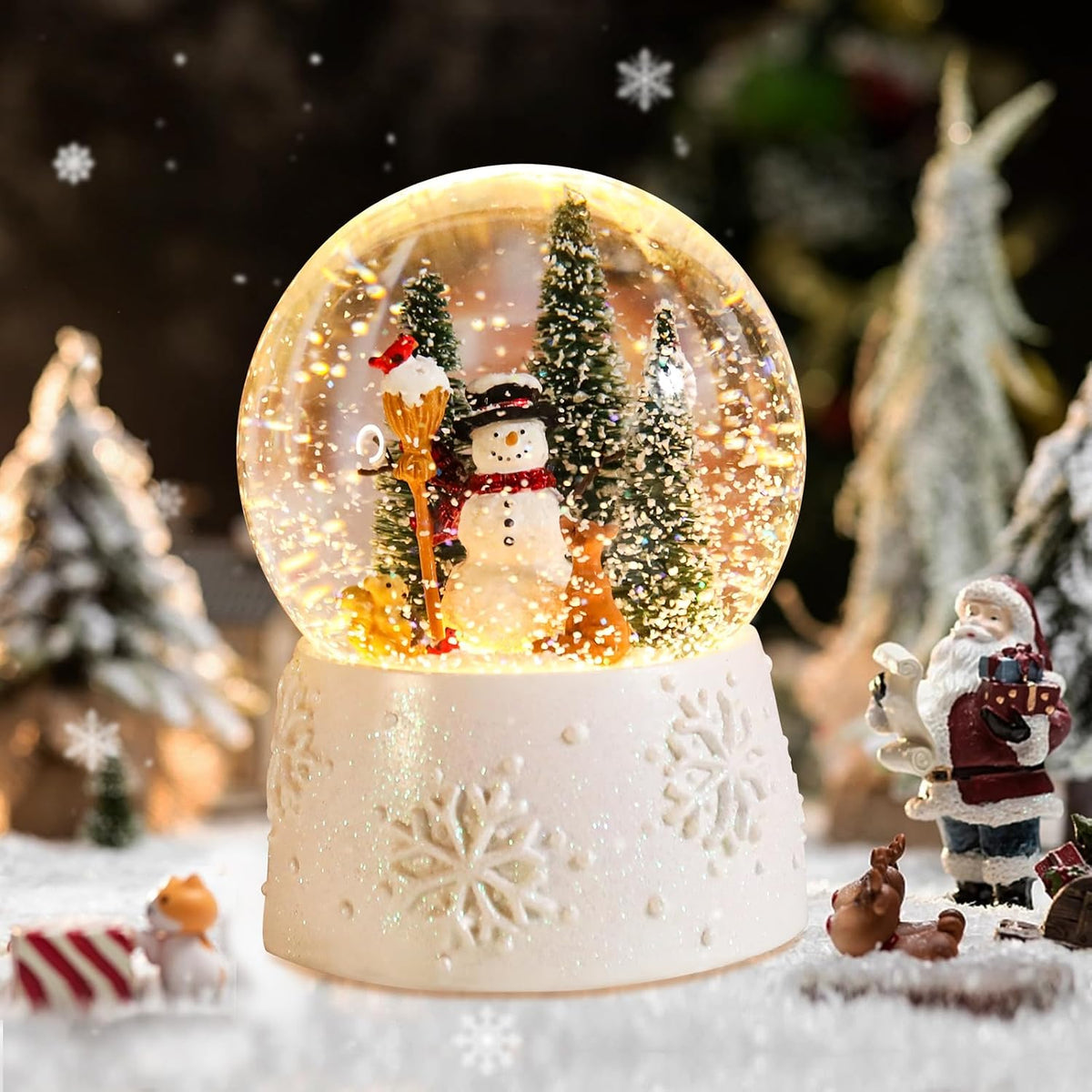 Musical Snow Globe with Color Changing LED Lights, Snowman Music Box
