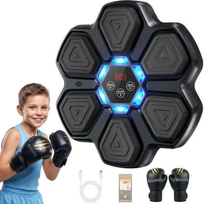 TGLLM Music Boxing Machine, Interactive Punching Trainer with Boxing Gloves, Large Size Wall Mounted Electronic Boxing Target for Adult Kids, 9 Modes & 9 Speeds