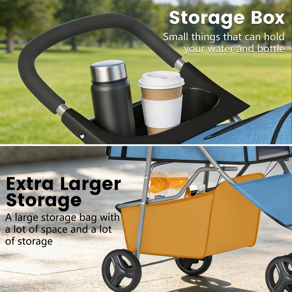 Pet Stroller for Dogs & Cats, 3 Wheel Foldable with Storage Basket