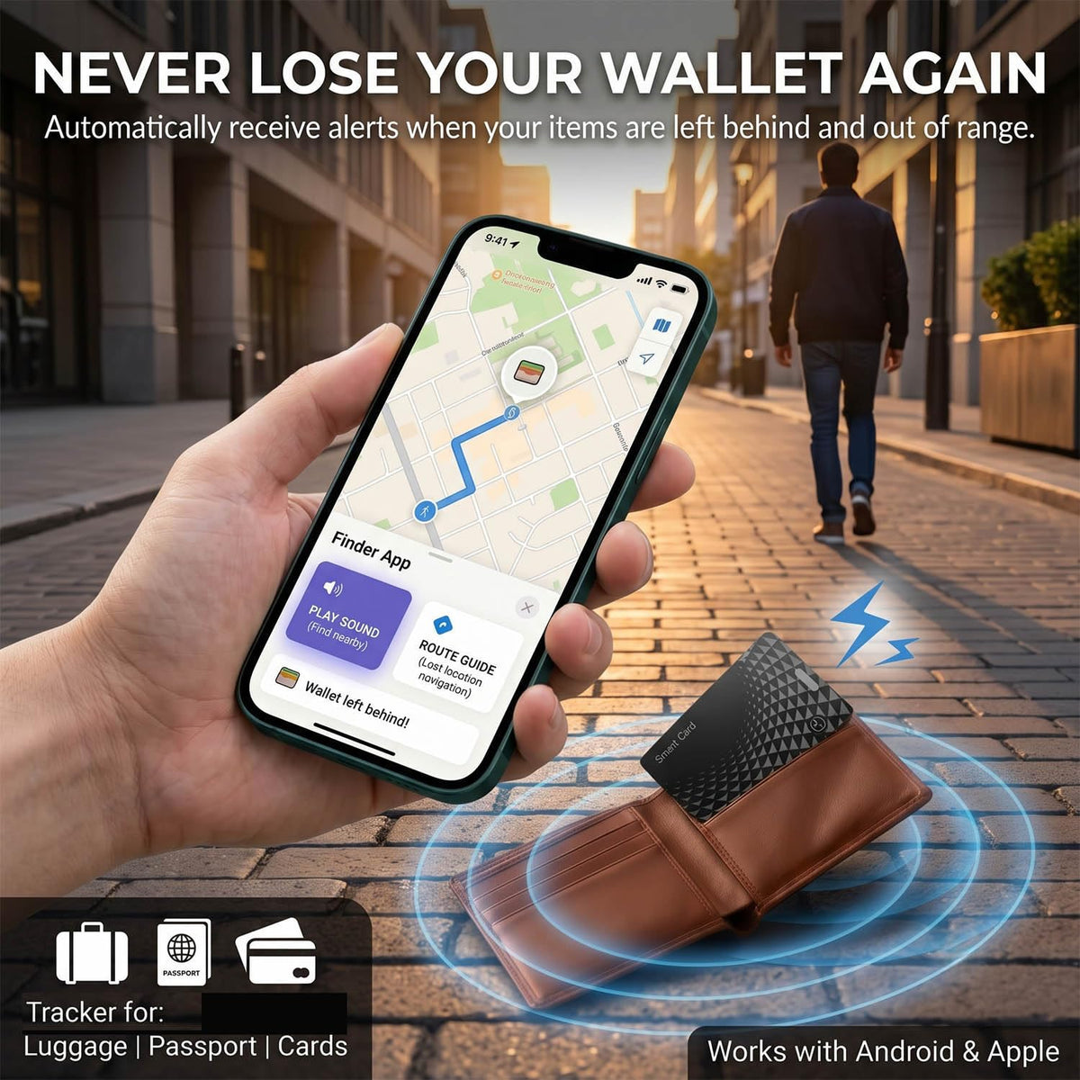 Wallet Tracker Card 2 Pack, Bluetooth Item Finder for iOS & Android