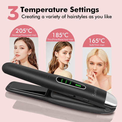 Cordless Hair Straightener, USB-C Rechargeable Travel Flat Iron