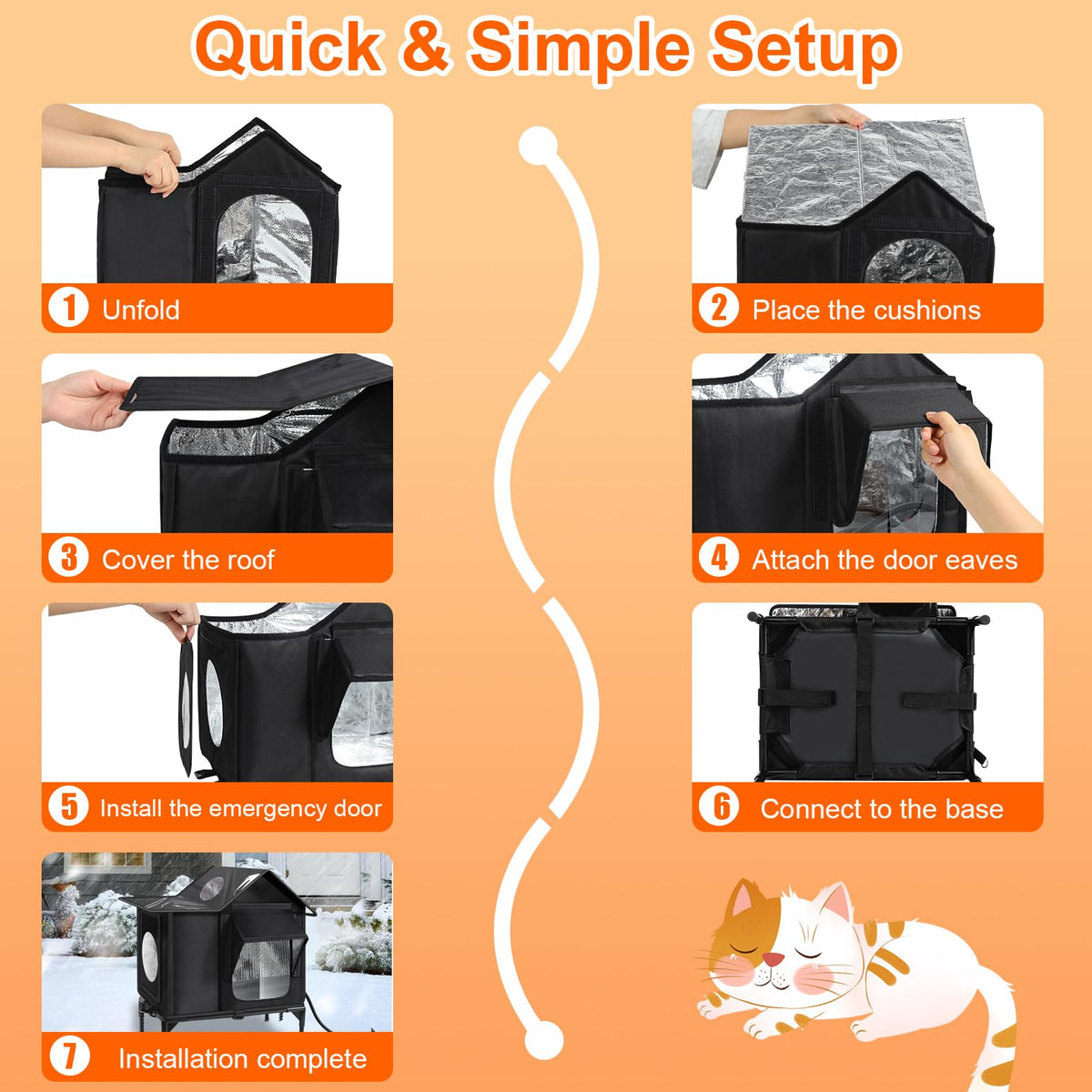 Heated Cat House Outdoor, Weatherproof Insulated Cat Shelter (M)