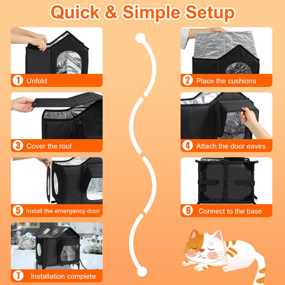 Heated Cat House Outdoor, Weatherproof Insulated Cat Shelter (M)
