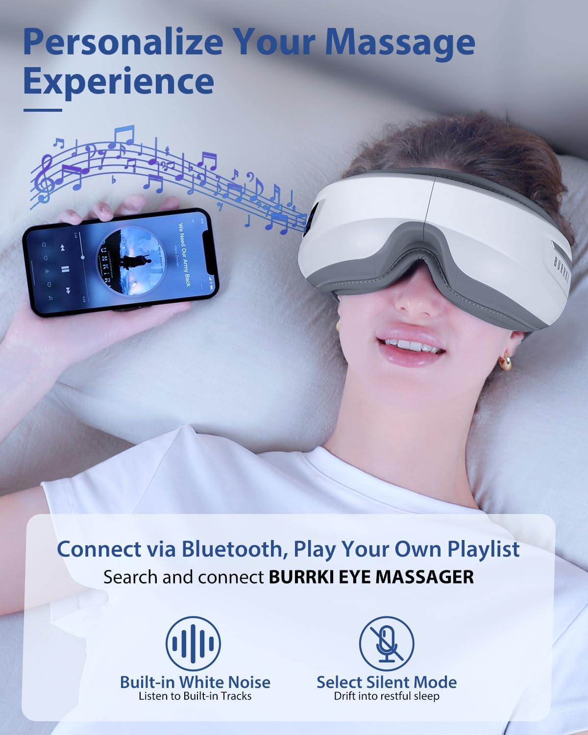 Eye Massager with Heat & Bluetooth Music, Heated Eye Mask