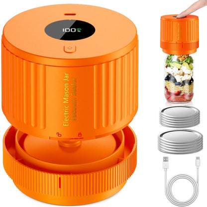 Mason Jar Vacuum Sealer Kit, Electric One Touch Auto Stop