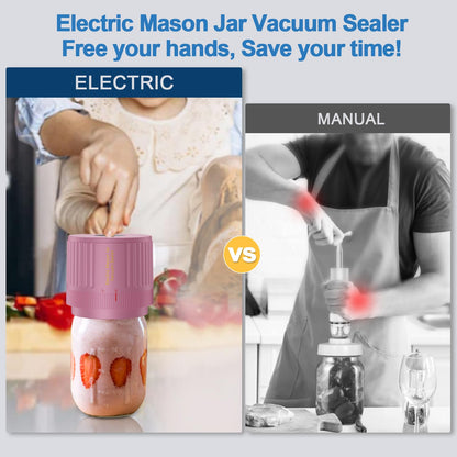 Mason Jar Vacuum Sealer Kit, Electric One Touch Auto Stop