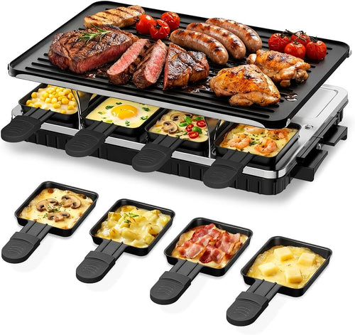 Raclette Grill 2 in 1, Electric Tabletop Griddle & Korean BBQ Grill