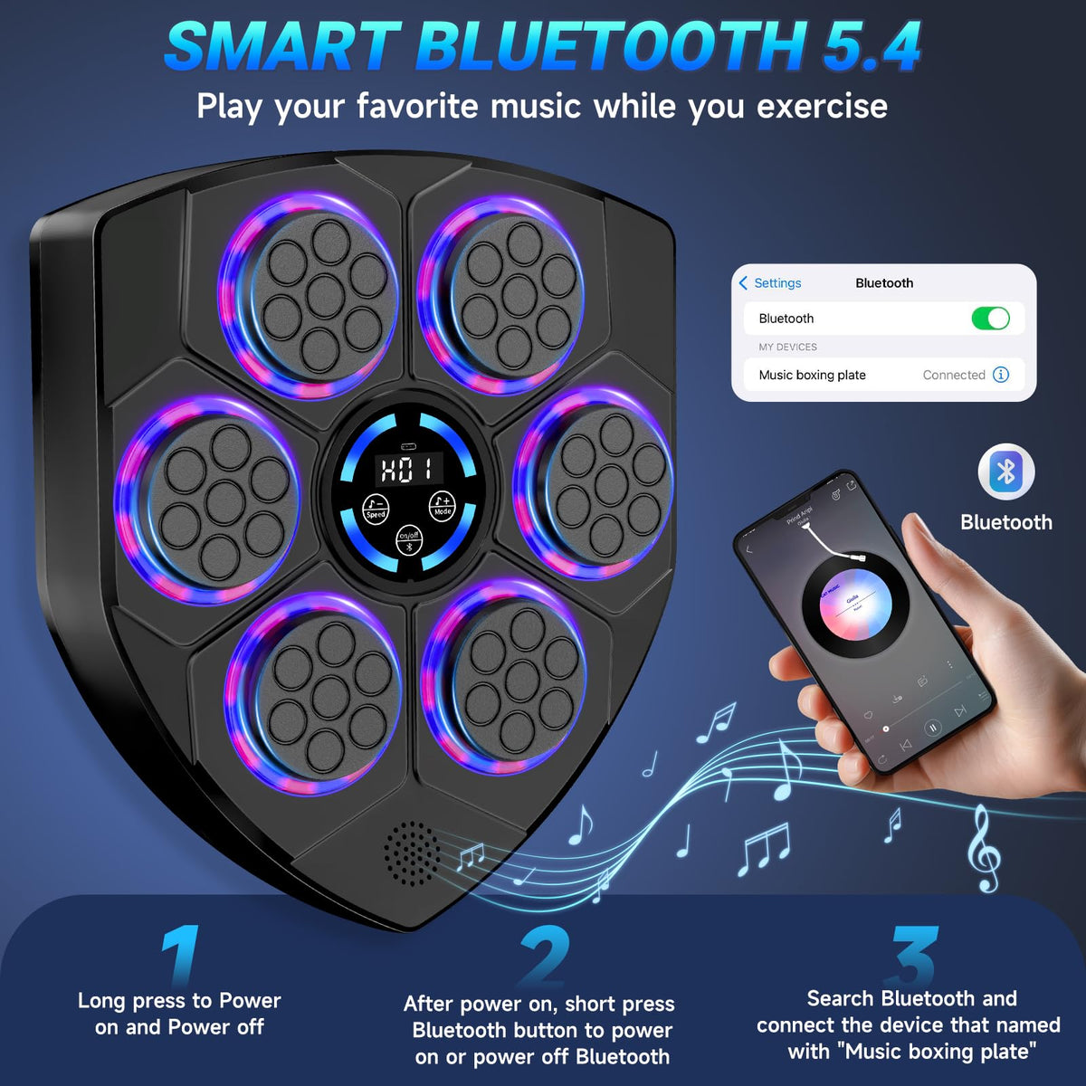 TGLLM Music Boxing Machine, Interactive Punching Trainer with Boxing Gloves, Large Size Wall Mounted Electronic Boxing Target for Adult Kids, 9 Modes & 9 Speeds